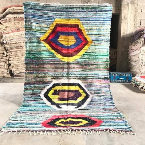 Selling: 90+ Boucherouite Rugs Moroccan Carpet Handmade 250 - 150 Cm