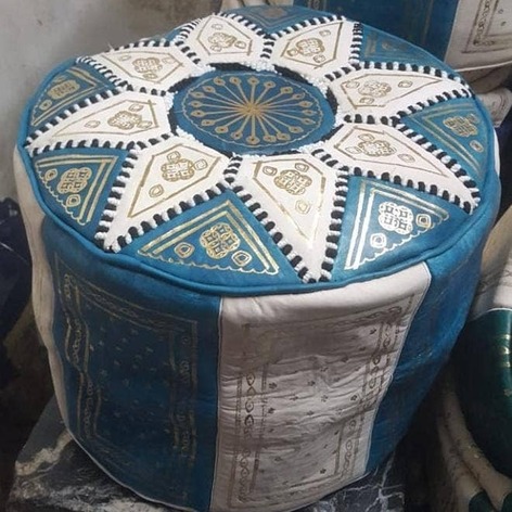 Selling: Handmade Moroccan Leather Pouf 50 X 30 Cm
