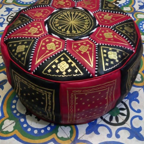 Selling: Handmade Moroccan Leather Pouf 50 X 30 Cm