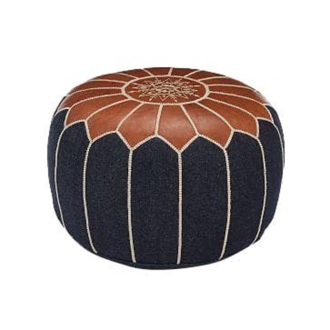 Selling: Handmade Moroccan Leather Silk Poufs 50 X 30 Cm