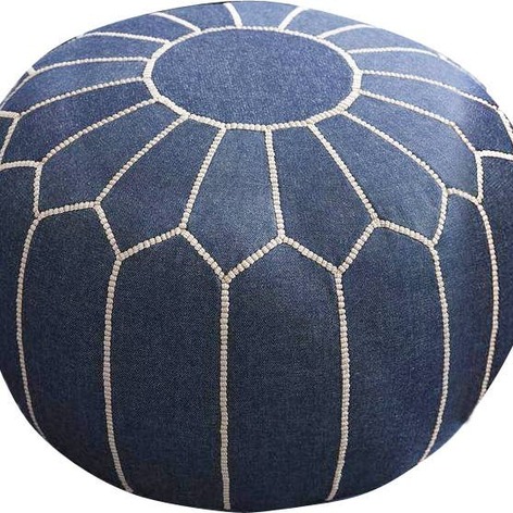 Selling: Handmade Moroccan Leather Silk Poufs 50 X 30 Cm