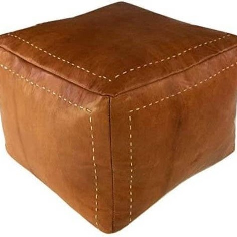 Selling: Handmade Moroccan Leather Square Poufs 50 X 35 Cm